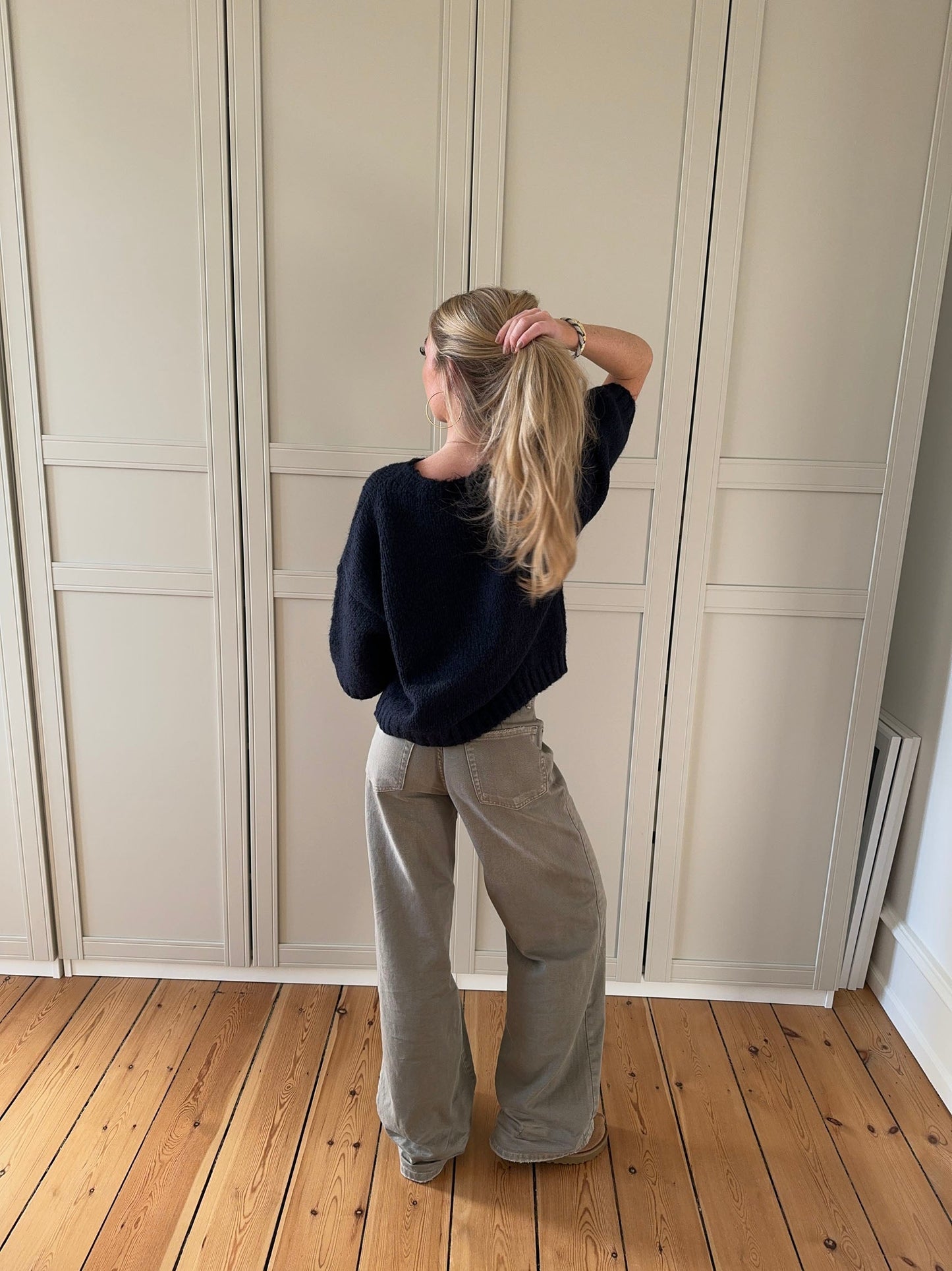 Hedvig knitted sweater with short sleeves – Navy