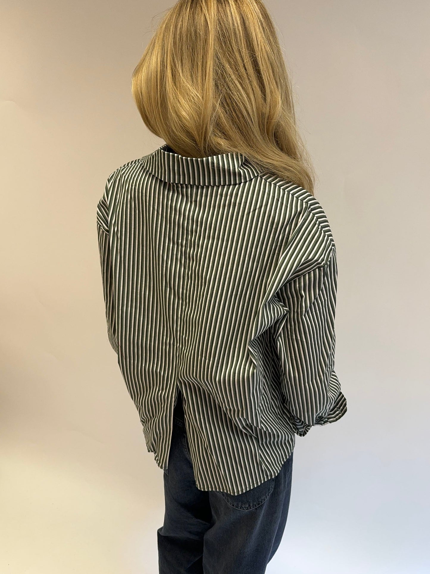 Kendall button shirt with stripes - Khaki/white