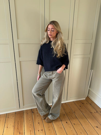 Hedvig knitted sweater with short sleeves – Navy
