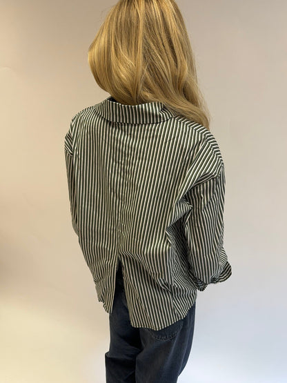 Kendall button shirt with stripes - Khaki/white