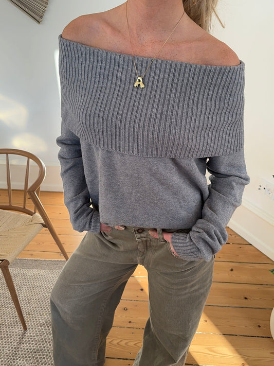 Billie off shoulder knit - Grey